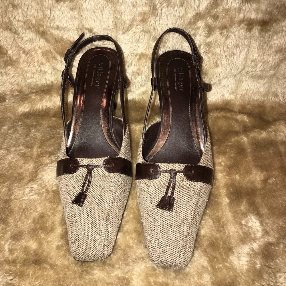 SiZe 11 - Brown Tweed Slingbacks